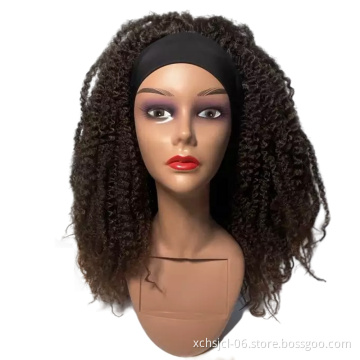Afro Kinky Curly Hair Band Wig Synthetic Headband Wig 14-16Inch Mongolian Kinky Curly Wig for Women